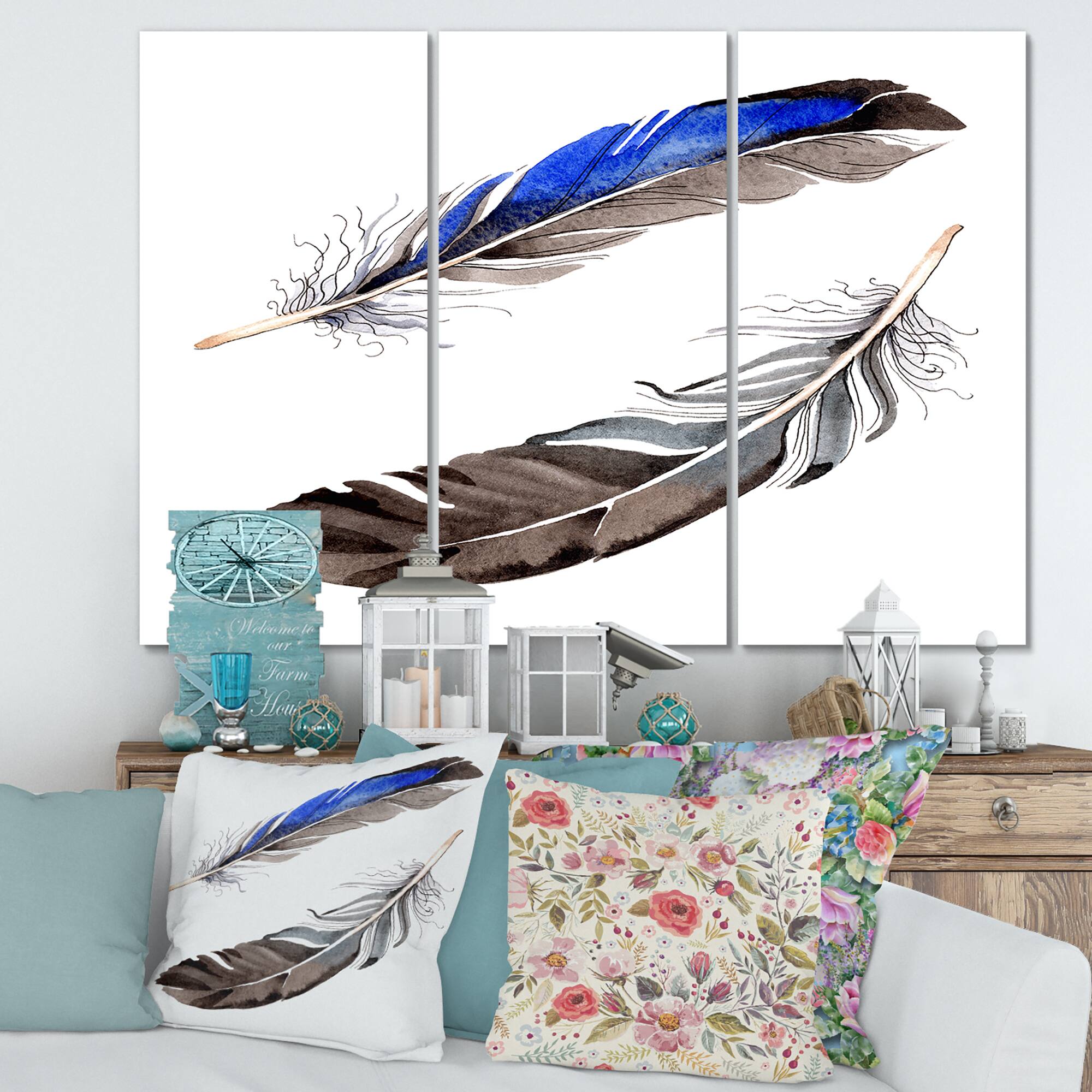 Designart - Colourful Boho Feathers III